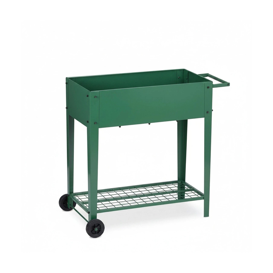 Relaxdays Tischbeet aus Metall in Grün mit Rädern und Gitterablage, B/T/H: 80 x 85 x 50 cm - Bild 2