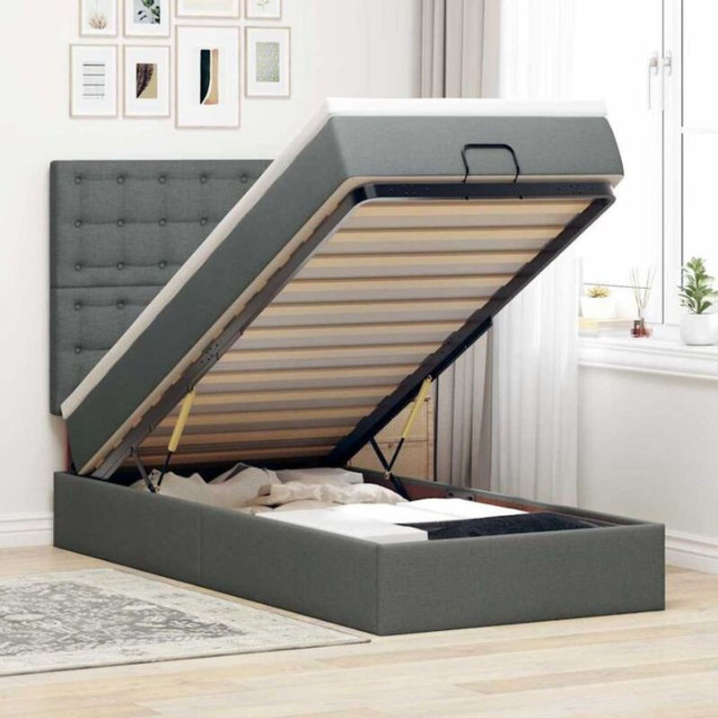 Vidaxl Polsterbett mit Matratze und LED-Beleuchtung in Anthrazit Grau, B/T/H: 80 x 200 x 118 cm - Bild 1