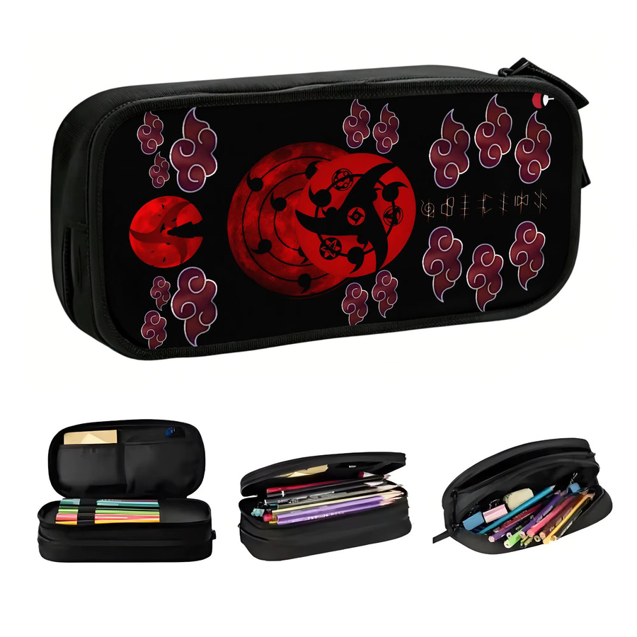 Bandai Naruto Itachi Uchiha Federmäppchen für Jungen und Mädchen, schwarze Anime Stiftbox mit großem Fassungsvermögen - Bild 2