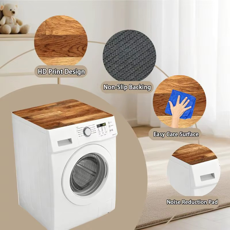 VIKAMA Anti-Rutsch Unterlage in Holzoptik für Waschmaschine und Trockner, braun, wasserabsorbierend im rustikalen Bauernhaus-Stil - Bild 2