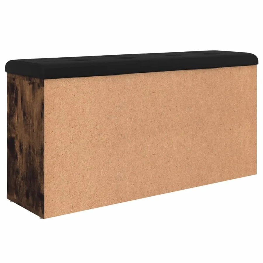 vidaXL Schuhbank aus Holzwerkstoff in Räuchereiche mit schwarzem Kunstleder, B/T/H: 102 x 32 x 50 cm - Bild 2