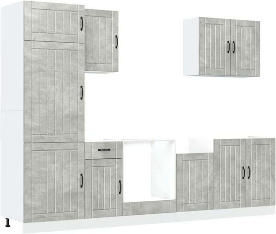 7-tlg. Küchenschrank-Set Lucca im Landhausstil von vidaxl in Betongrau - Bild 1