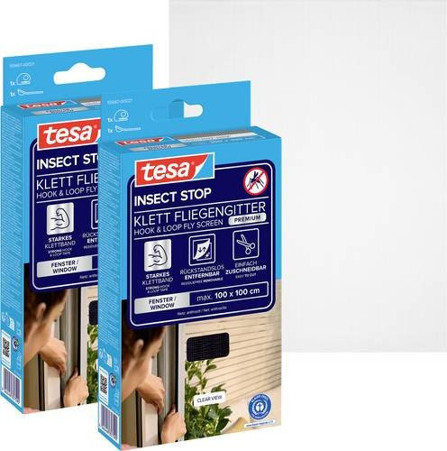 tesa COMFORT Fliegengitter mit Klettverschluss, Anthrazit, 2 Stück, B: 100 cm x H: 100 cm - Bild 1