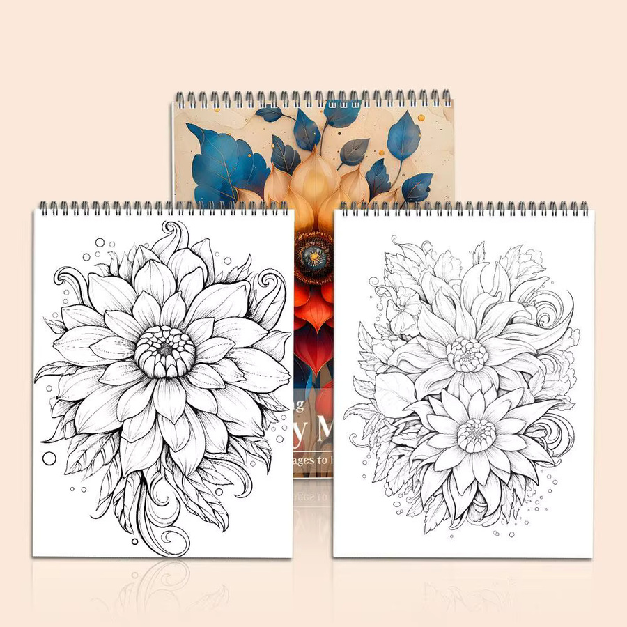 Blumen-Mandala Malerei mit bunten Blütenmustern aus Papier für Erwachsene, Mehrfarbig - Bild 3
