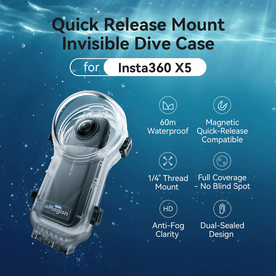 Insta360 Unsichtbares Tauchgehäuse für Insta360 X5 und X4, Wasserdichtes Unterwasser-Gehäuse in Transparent - Bild 2