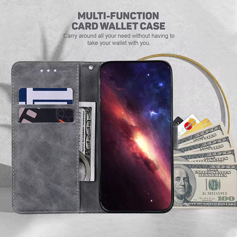 Stand Flip Wallet Case für Samsung Galaxy M15 M14 M30S M31S M21 M23 M32 M35 M55 M51 M52 M53 M54 5G M60 M80s in Blau - Bild 5