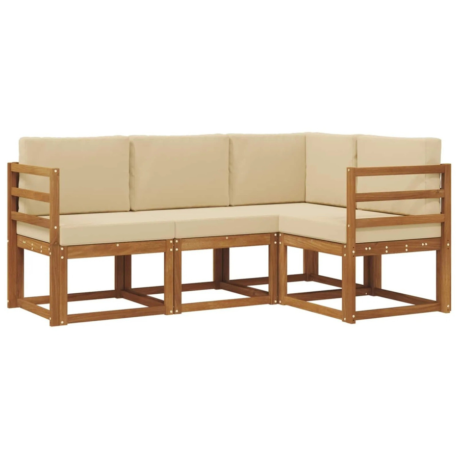 vidaXL Outdoor-Sofagarnitur in L-Form aus massivem Akazienholz mit Kissen in Beige - Bild 2