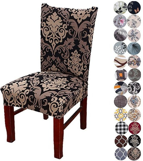 Bedruckter Stretch-Spandex-Stuhlbezug mit Grafikdesign in Multicolour für Esszimmer, Küche, Büro oder Hotel, waschbar - Bild 1