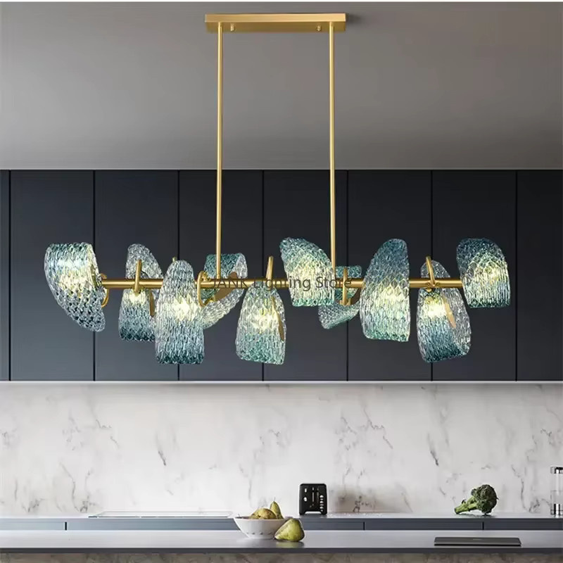 JIANKEXING LED Pendelleuchte aus blauem Glas und Metall für Wohnzimmer, Schlafzimmer und Küche - Bild 2
