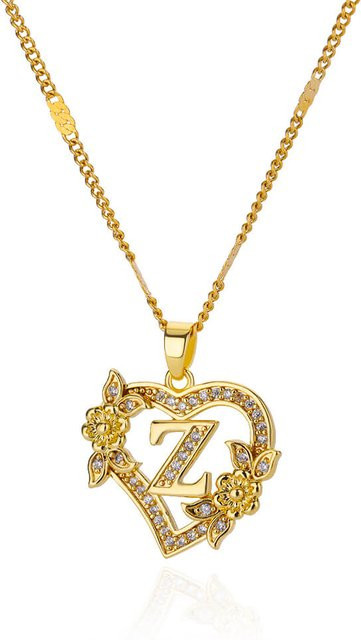 YIRAN Halskette, Edelstahl, Gold, Zirkonia, Damen, 45cm - Bild 1