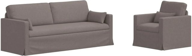 vidaXL Sofa 2-teiliges Polstersofa in Taupe mit Stoffbezug und Metallrahmen B/T/H: 198 x 78 x 80 cm und 78 x 78 x 80 cm - Bild 1