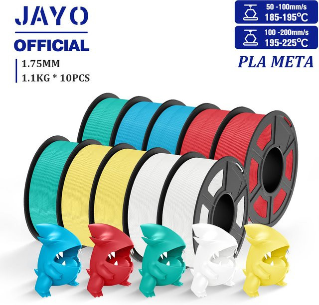 JAYO PLA Meta Filament Set, 10 Rollen, Weiß, Durchmesser: 1,75 mm, für FDM 3D Drucker - Bild 1