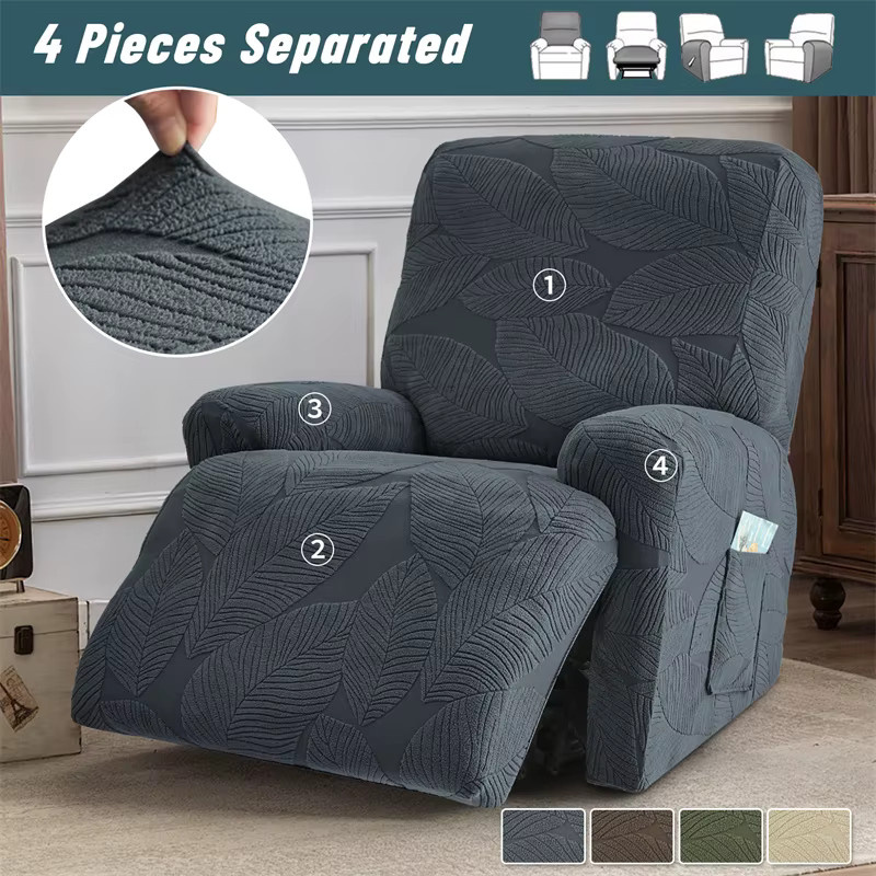 WANERQU Elastischer Sesselüberzug mit Seitentasche für 1/2/3-Sitzer Split-Relaxsofas, einfarbig und abnehmbar - Bild 3