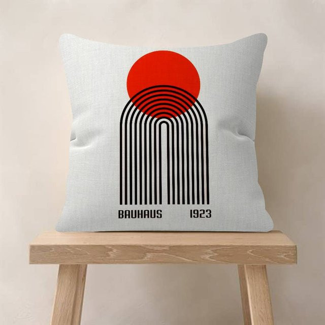 JMG Clothing Kissenbezug im Bauhaus-Stil mit abstraktem Grafikdesign, Farbe: Rot, B/B/H: 35 x 35 cm - Bild 1