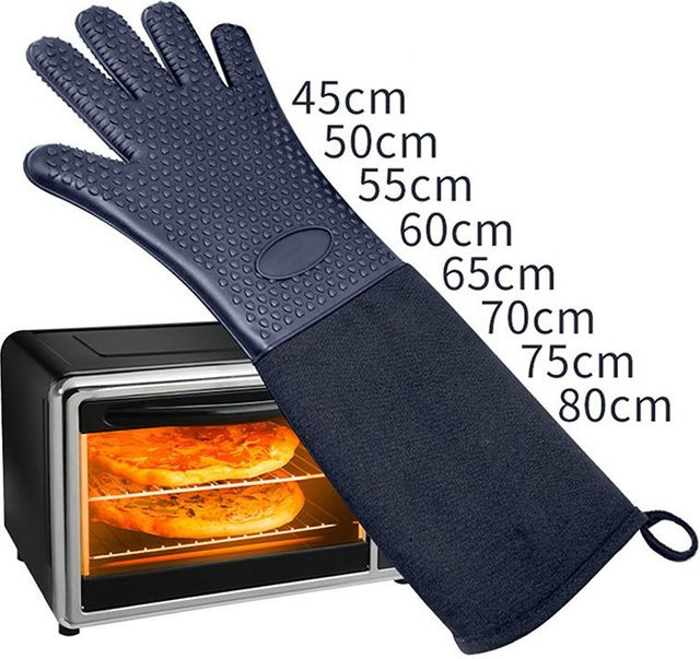 Hitzebeständige Silikon-Küchenhandschuhe von Household supplies MH in Schwarz, extra lang und rutschfest - Bild 1