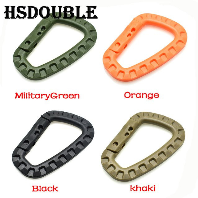 HSDOUBLE Karabiner Snap D-Ring Haken aus Kunststoff, 4er-Set, Multicolour, Taktische EDC Schlüsselanhänger und Rucksack-Zubehör - Bild 1