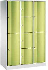 C+P Kombi-Schließfachschrank Resisto mit 3 Abteilen und 8 Fächern, Stahl, Lichtgrau/Clowngrün, B/T/H: 114,8 x 54,0 x 195,0 cm - Bild 1