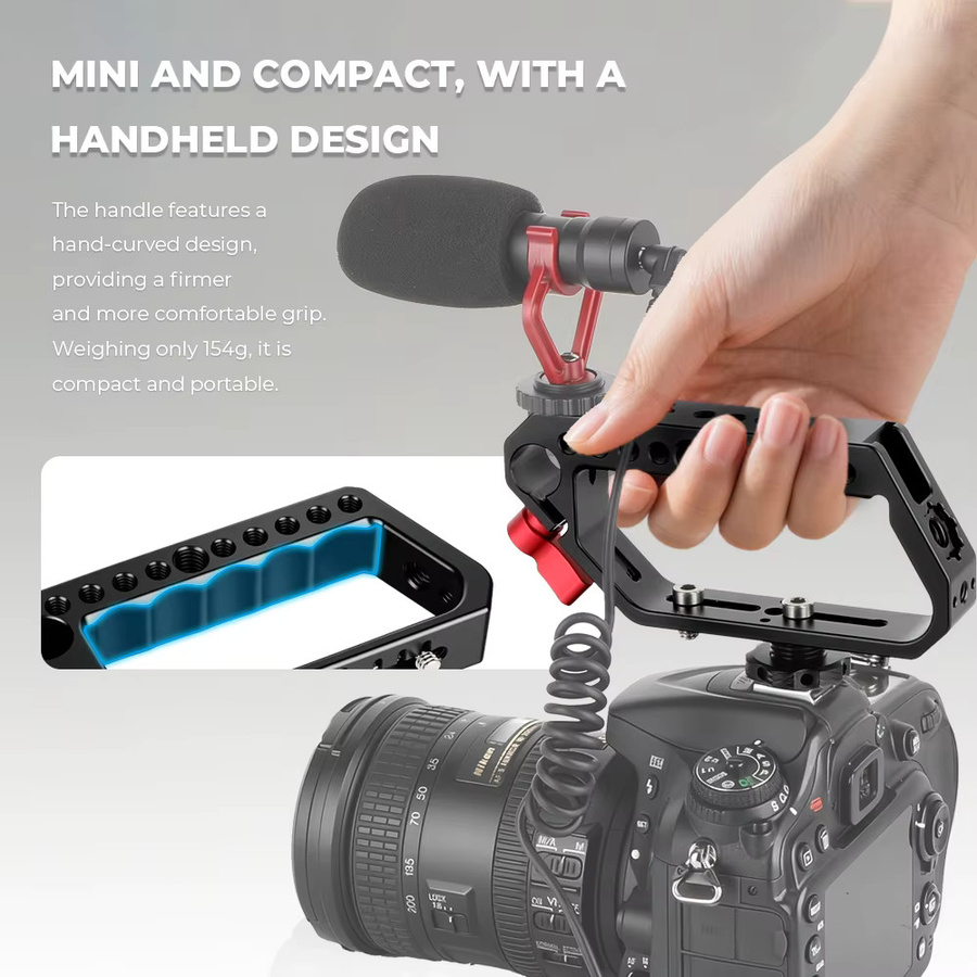 CAMVATE Kamera-Griff oben mit kaltem Blitzschuh, Schnellverschluss, Käsehalterung und 15 mm Stangenklemme für DSLR-Kamera-Rig, Schwarz oder Rot - Bild 5