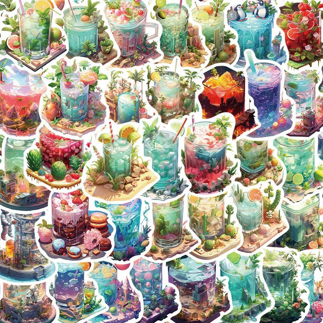 Rspctou Kunstgetränke Ästhetische Aufkleber, Niedliche Cartoon-Sticker, multicolor, 10-teiliges Set - Bild 1