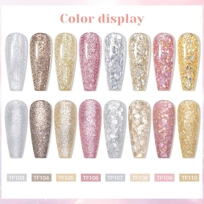 Meet Across Gel-Nagellack, Platin-Glitter, 8 ml, Schimmernd - Bild 3