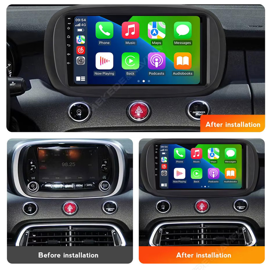 NaviFly Wireless CarPlay und Android Auto Autoradio für Fiat 500X 2014-2020 mit GPS, Bluetooth und FM Stereo in Schwarz - Bild 2