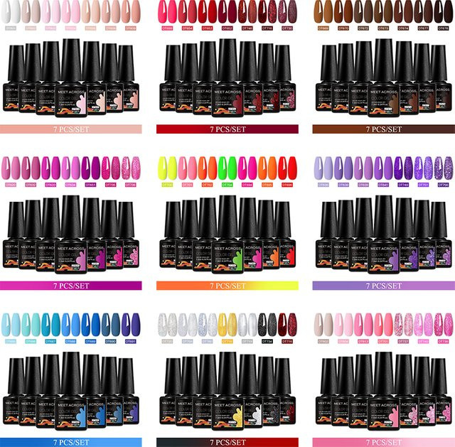 Meet Across 7-teiliges Set Gel-Nagellack, Glitzer, Semi-Permanent, 7,3 ml - Bild 1
