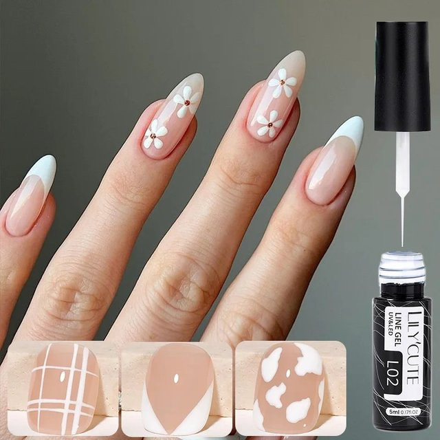 LILYCUTE UV Gel Nagellack, Weiß Schwarz, 5 ml - Bild 1