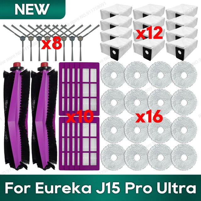OSSIEAO Ersatzteil-Set für Eureka J15 Pro Ultra und Webstuhl Soshoi Defensa Vend Vend Ai2 mit Hauptbürste, HEPA-Filter, Mopp und Staubbeuteln in Multicolor - Bild 1