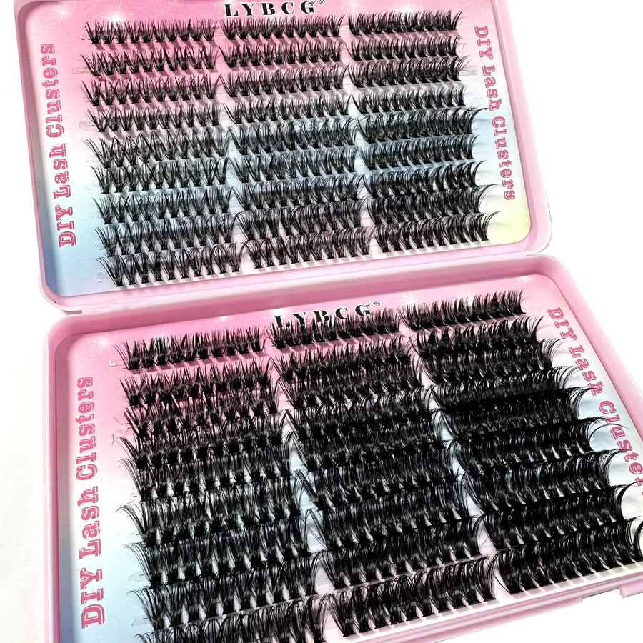 LYBCG Volumen-Cluster-Wimpern, C Curl, Black, 9-17 mm - Bild 3