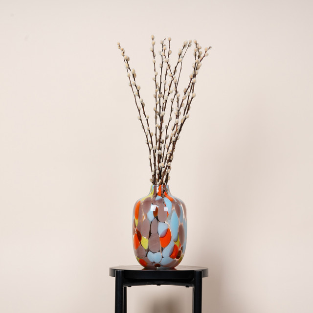 Glasvase Konfetti von BLUME2000 im Scandi-Design, Mehrfarbig Orange und Hellblau - Bild 1
