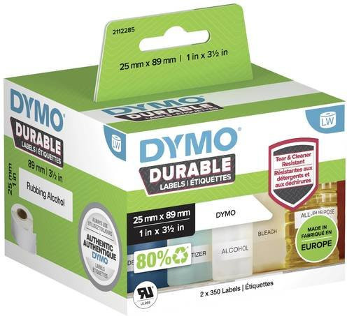 DYMO Hochleistungsetiketten Universal und Adress-Etiketten aus weißer Polypropylen-Folie, 700 Stück, B: 89 mm, H: 25 mm, permanent haftend - Bild 1