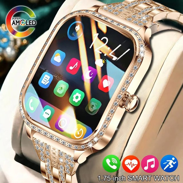 LIGE Smartwatch, Damen, Roségold, Edelstahl, 1,75 Zoll, Pink - Bild 1