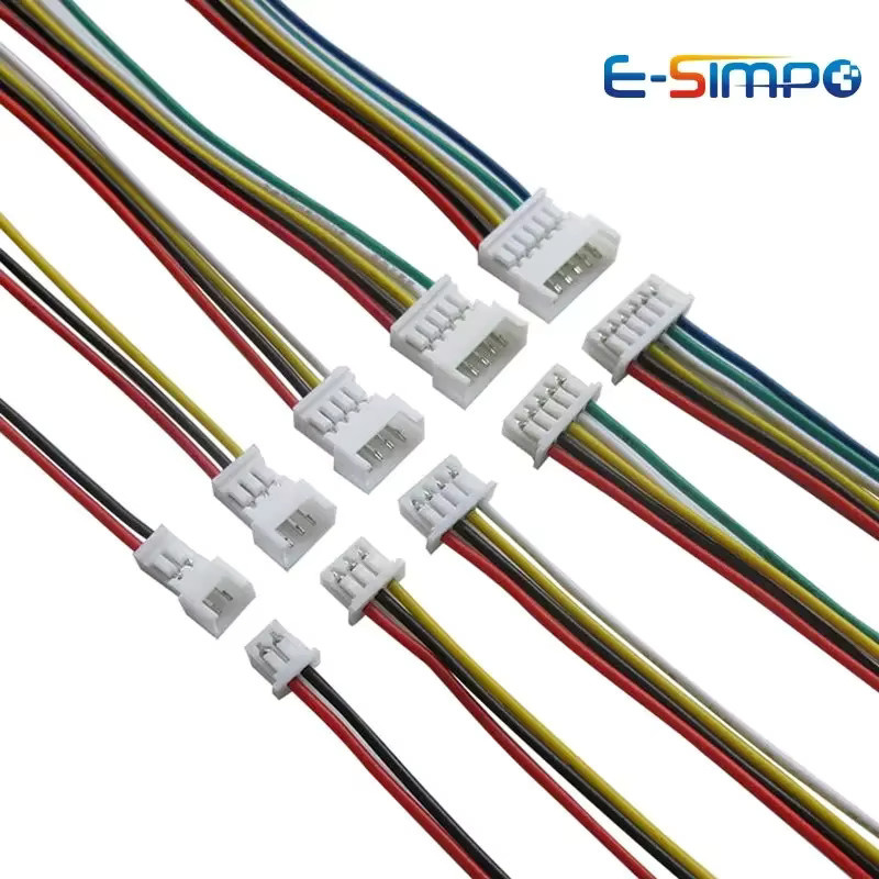 E-SIMPO JST 1.25 Stecker Set mit 10 Paaren Männlich und Weiblich in verschiedenen Polzahlen 2P bis 6P, Mehrfarbig, Kabellänge: 20 cm - Bild 2