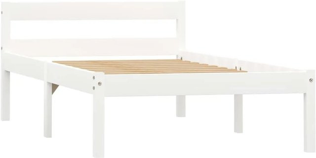 vidaXL Massivholzbett aus Kiefer in Weiß, Modernes Bettgestell für Erwachsene, B/T/H: 90 x 200 x 106 cm - Bild 1