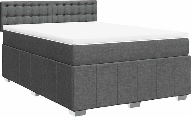 vidaXL Boxspringbett Hybrid mit Matratze und Taschenfederkern, Dunkelgrau, B/T/H: 140 x 190 cm - Bild 1