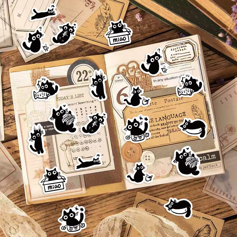500 Stück Cartoon Schwarze Katze Graffiti Aufkleber wasserfest für Gepäck und Notebook in Schwarz - Bild 5