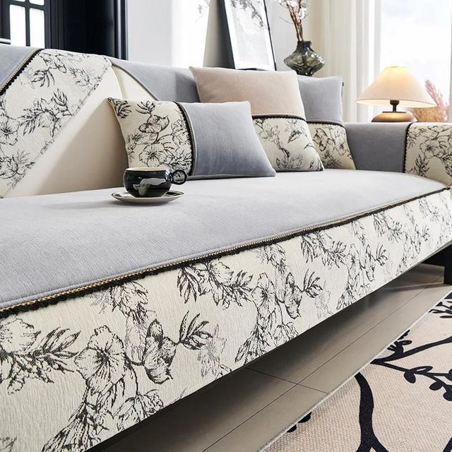 Luxuriöser Chenille Kissenbezug für dein Sofa in Grau, rutschfest und kratzfest, B/T/H: 70 x 70 x 0 cm - Bild 1