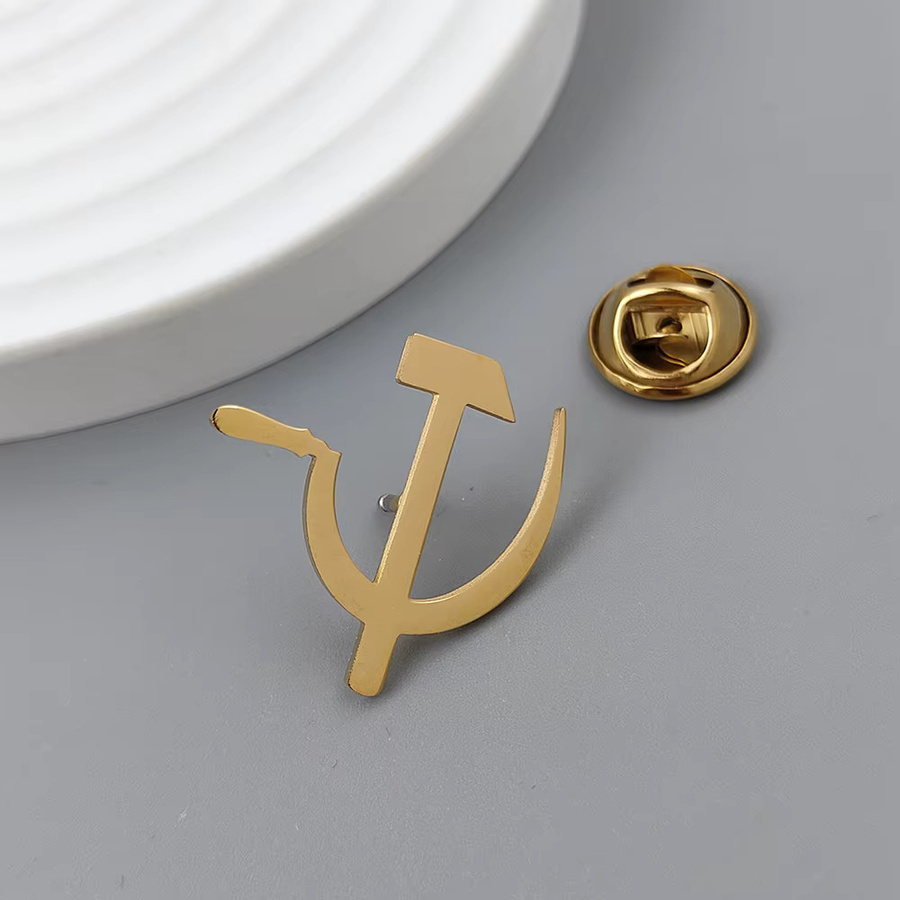 KATARIAN Brosche Edelstahl, Hammer und Sichel, Gold - Bild 2