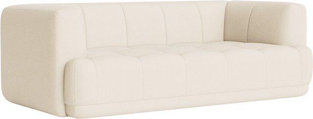 HAY Quilton 2 Sitzer Sofa in Beige mit Textilbezug und Quilting-Optik - Bild 1