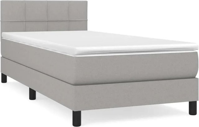 vidaXL Boxspringbett mit Matratze Hybrid-Design in Hellgrau, B/T: 100 x 200 cm - Bild 1
