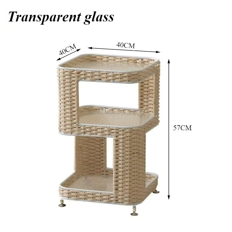 Oeny Moderner Couchtisch und Nachttisch in Katzenform mit Rattan-Design für Wohnzimmer und Schlafzimmer in Schwarz oder Weiß - Bild 3