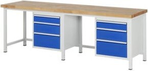 Rau Werkbank höhenverstellbar mit 6 Schubladen, B: 250 cm, T: 70 cm, H: 84-104 cm - Bild 1