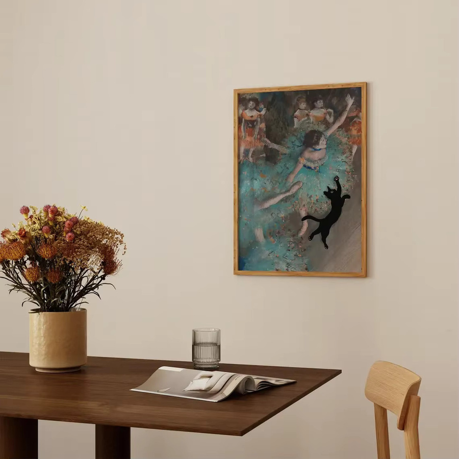 SHENCHEN Wanddruck Schwarze Katze im Degas-Ballerina-Stil als dekoratives Gemälde in Schwarz und Multicolour - Bild 4