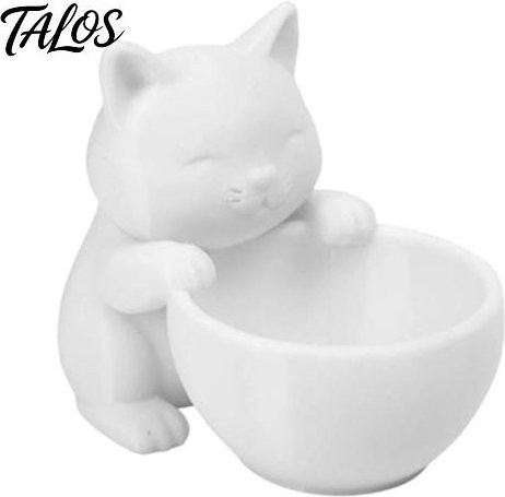 Lachepper Katzenform Pflanztopf in Weiß mit mattem Frosted-Finish als dekoratives Ornament für deinen Schreibtisch - Bild 1