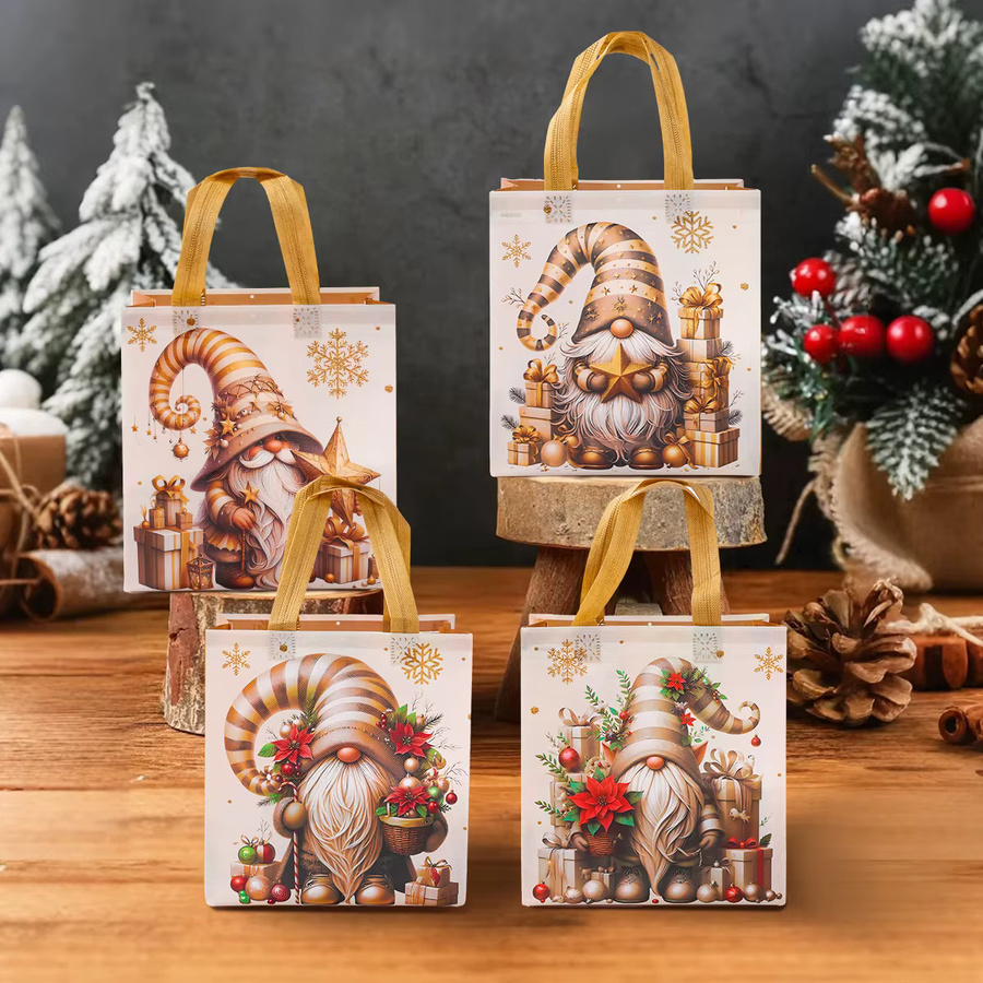PATIMATE 4er Set Weihnachtsgeschenk-Verpackungsbeutel aus Vlies mit Zwergen-Motiv in Multicolour - Bild 4