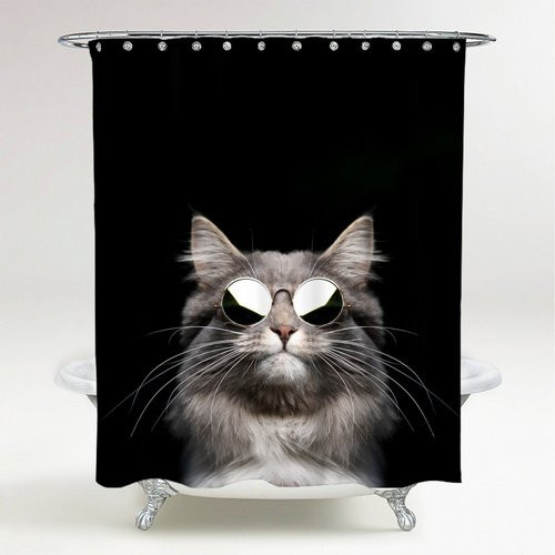 Sanilo Duschvorhang Cool Cat Schwarz B: 180 cm, H: 200 cm - Bild 1