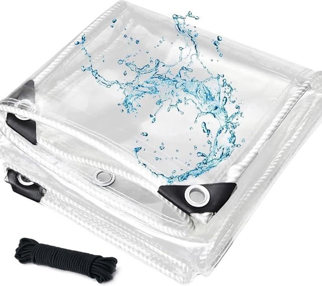 CosyHome Transparente Regenplane, verdickte und wasserabweisende Mehrzweckplane, Farbe: transparent, B x H: 140 x 190 cm - Bild 1