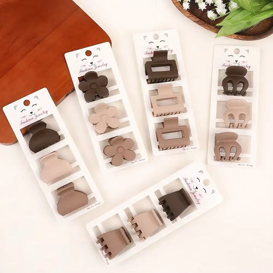 Haarclip Set, 3 Teile, Kaffee Farbe, Matt, Geometrisch, Damen - Bild 3