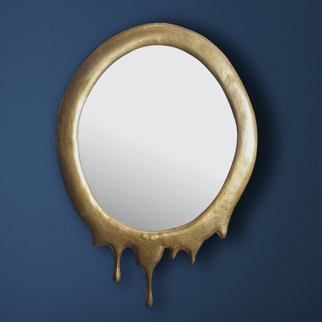Ovaler Wandspiegel von KADIMA DESIGN aus Metall in Gold, Modern, B: 50 cm, H: 71 cm - Bild 1