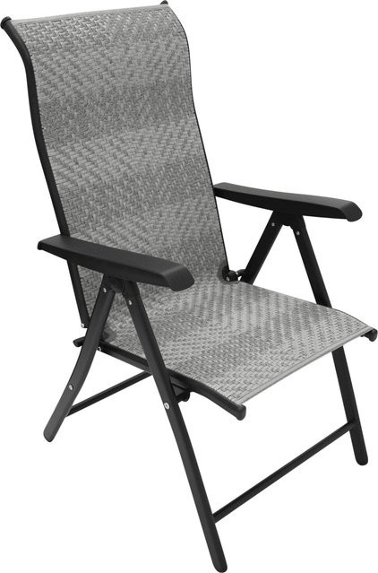 DEGAMO Klappsessel ANTIBES Hochlehner aus Polyrattan und Metall in Grau mit Armlehnen - Bild 1